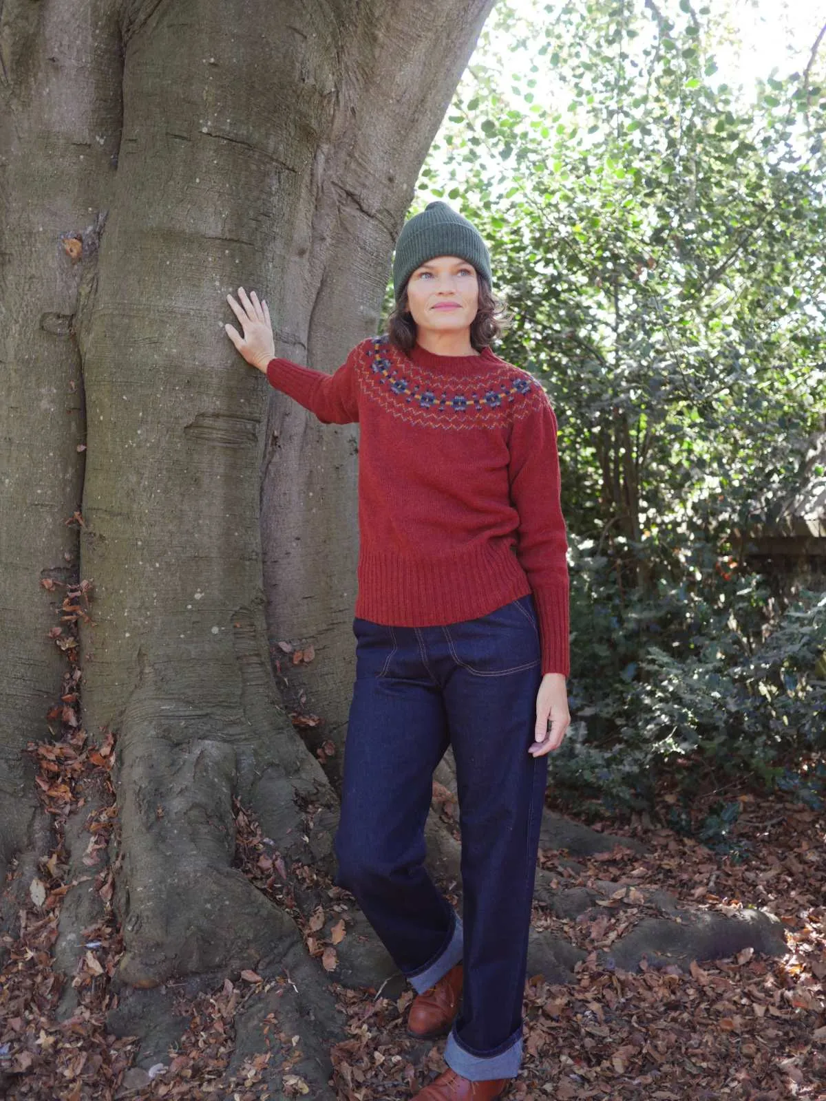 Fair Isle Crew Neck Jumper - Autumn Berry