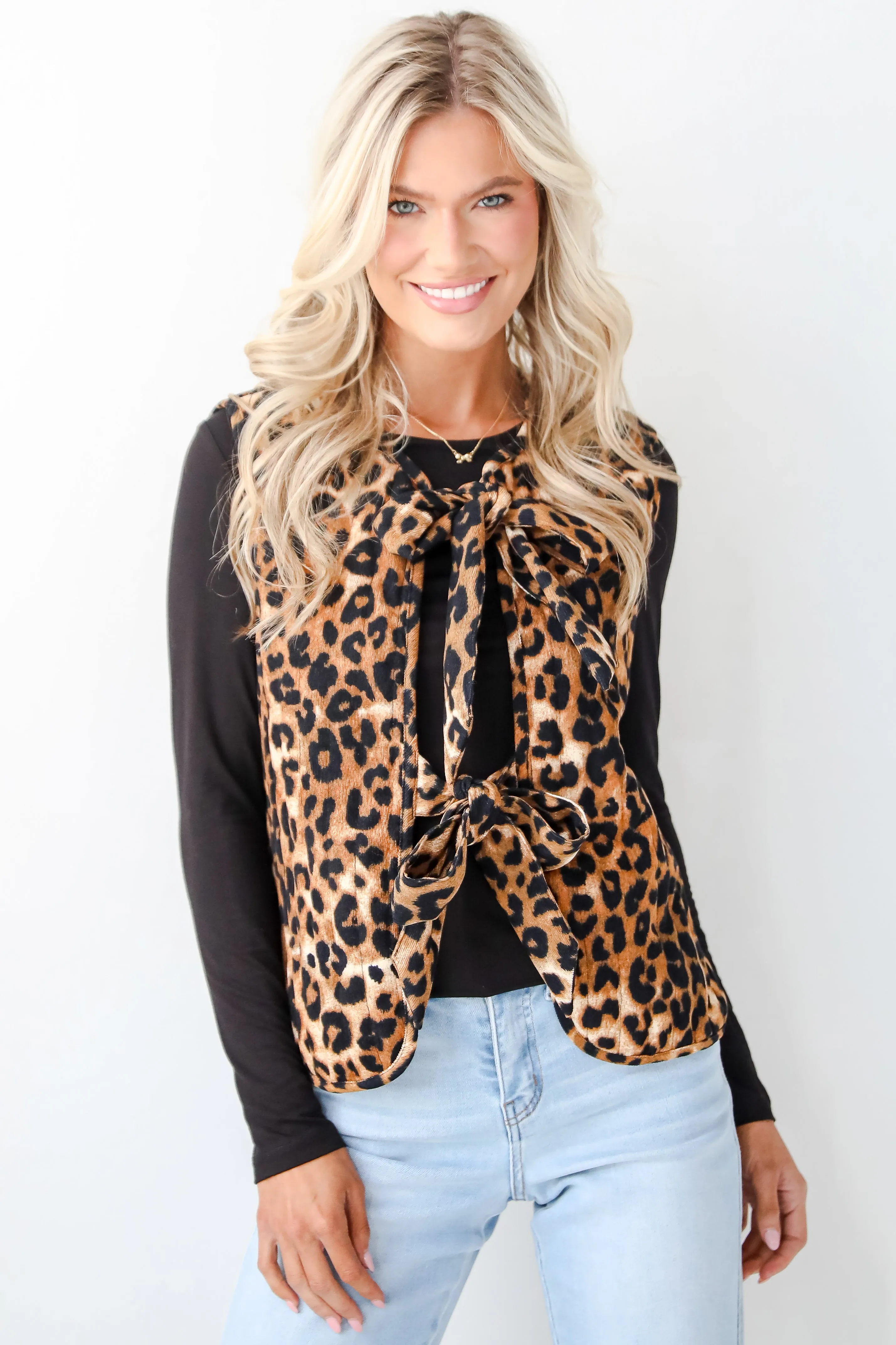 Fierce Perfection Leopard Corduroy Tie Vest