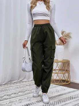 Flap Pocket Drawstring Cargo Pants