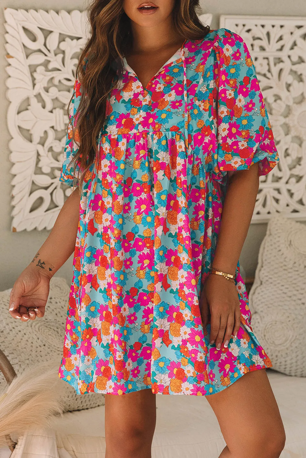 Floral Print Babydoll Dress