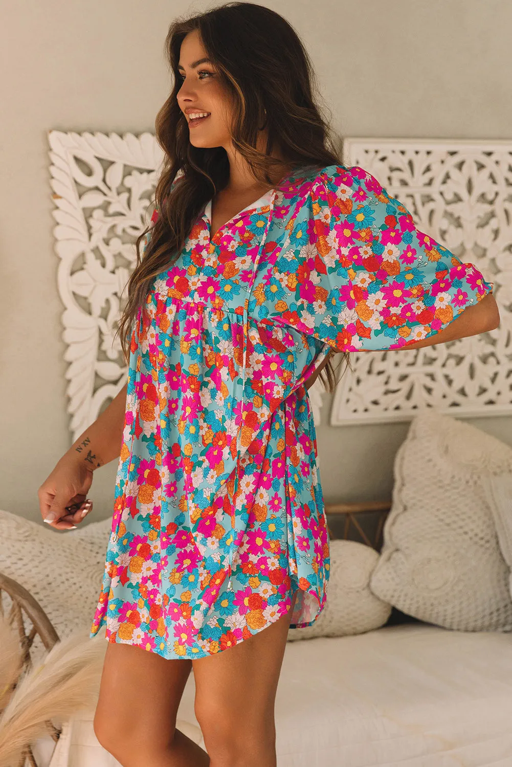 Floral Print Babydoll Dress