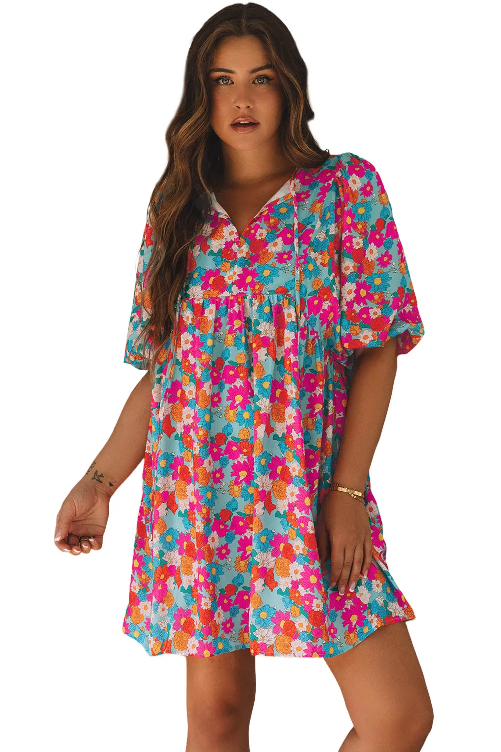 Floral Print Babydoll Dress