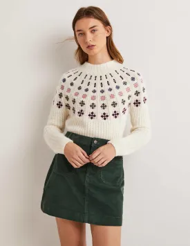 Fluffy Embroidered Jumper-Ivory, Multi Embroidery