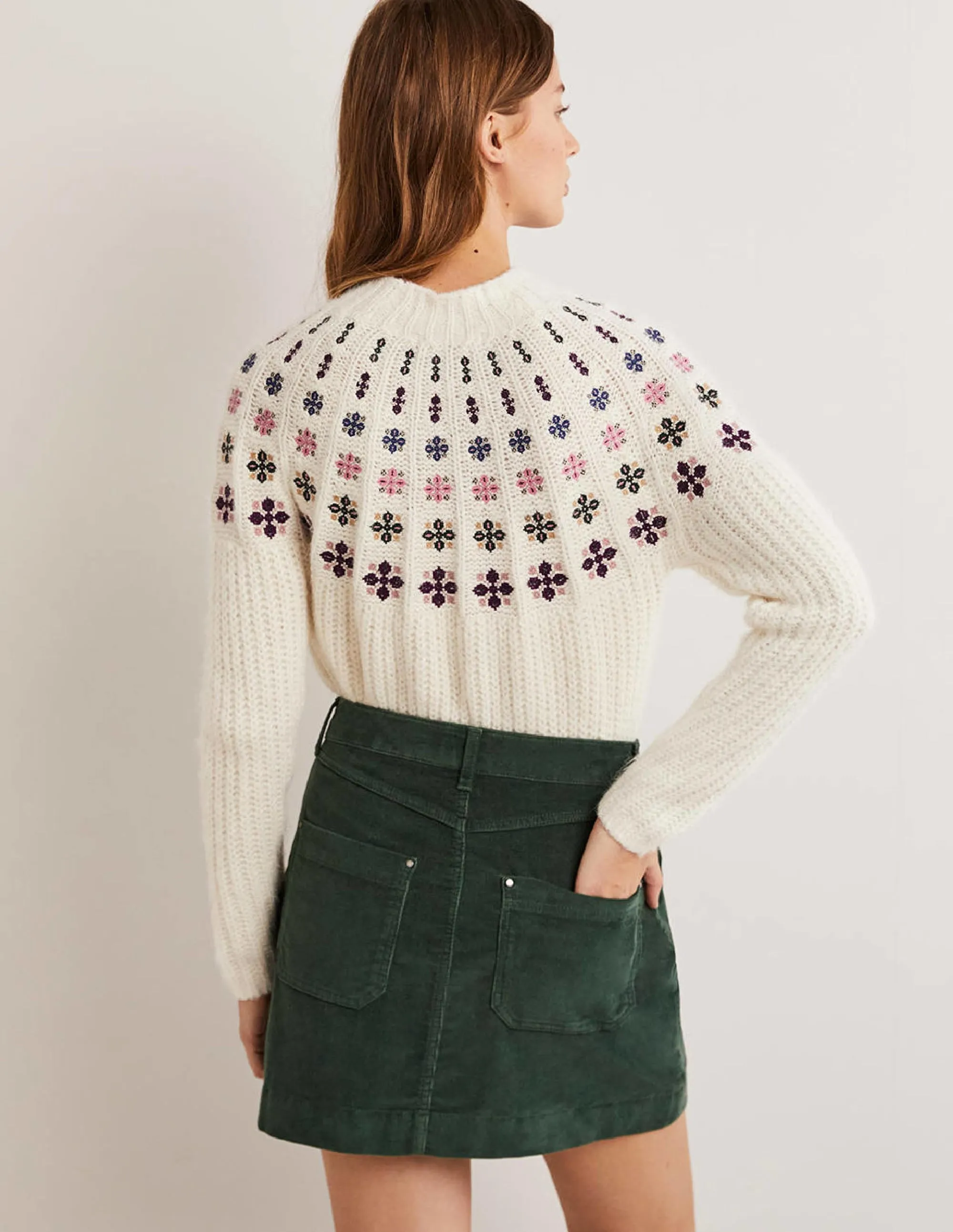 Fluffy Embroidered Jumper-Ivory, Multi Embroidery