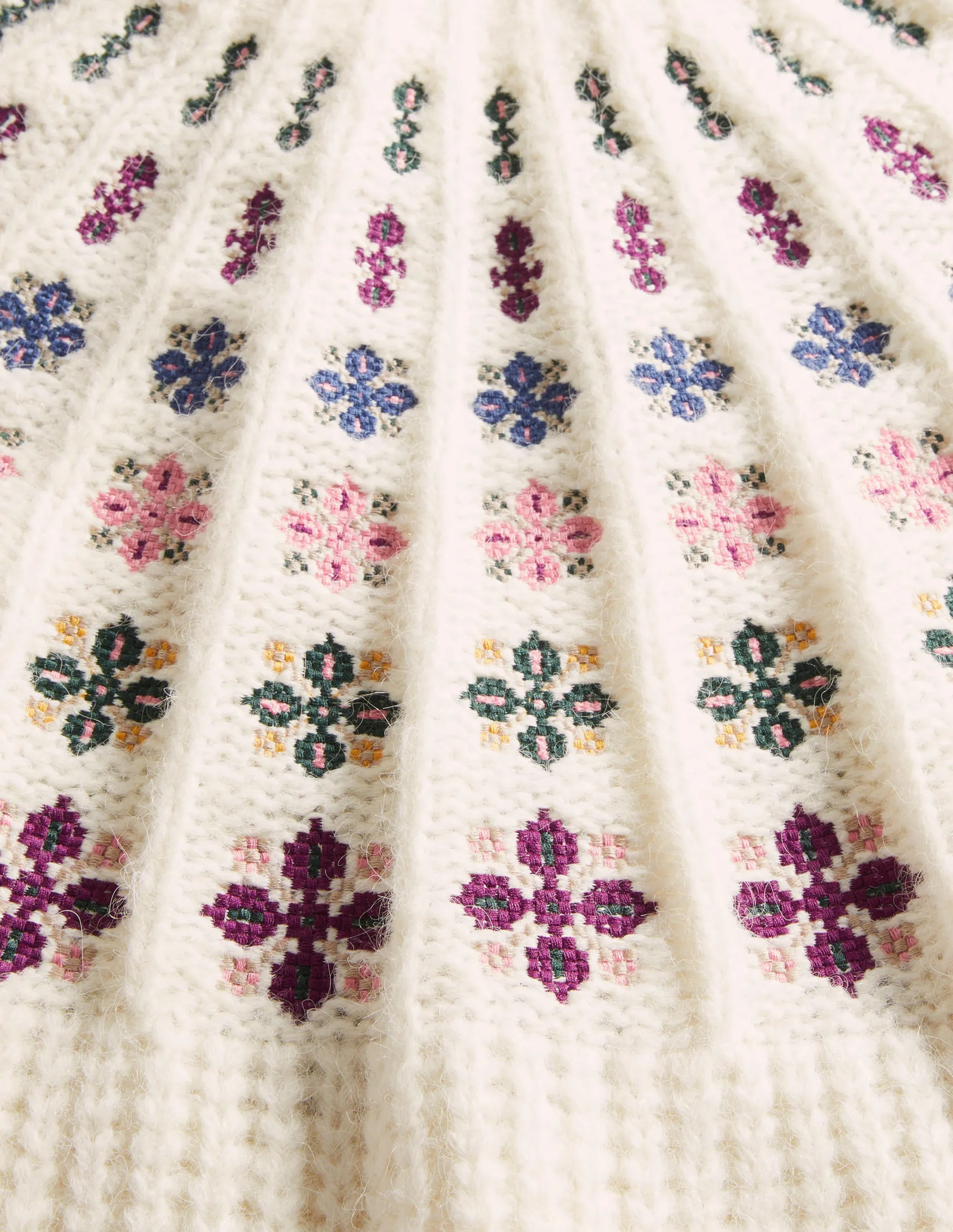 Fluffy Embroidered Jumper-Ivory, Multi Embroidery