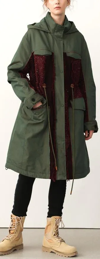 Fringed Two-Tone Parka Coat *Low Stock*