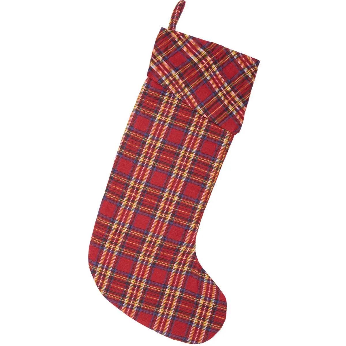 Galway Rustic Red Plaid Textured Cotton Christmas Stocking Decor VHC Brands