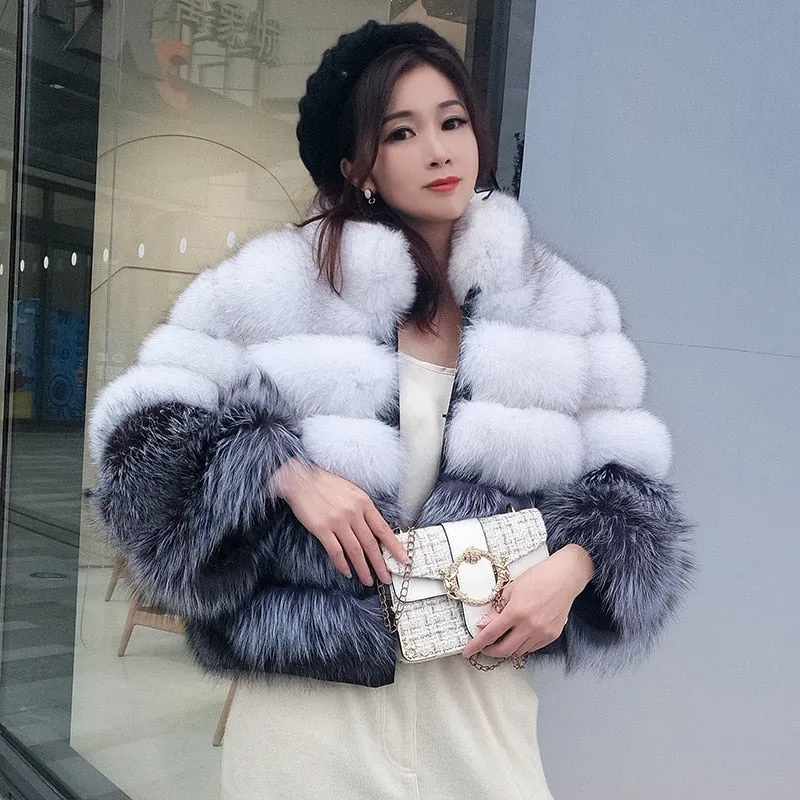 Genuine Women's Short Real Fox Fur Vests, Coats & Hooded Jackets