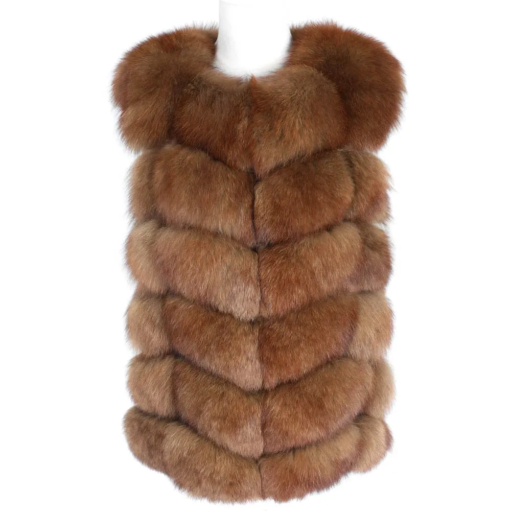 Genuine Women's Short Real Fox Fur Vests, Coats & Hooded Jackets