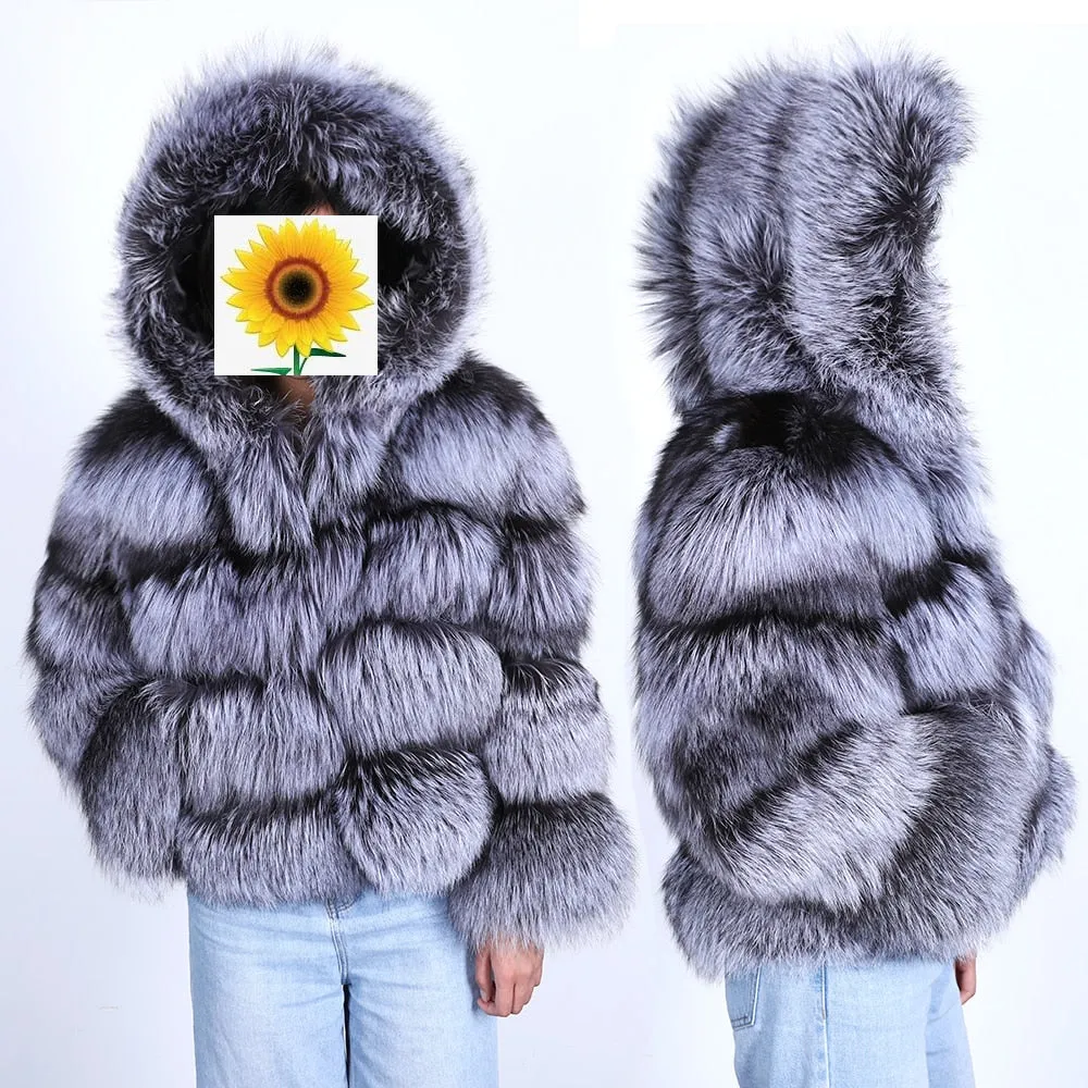 Genuine Women's Short Real Fox Fur Vests, Coats & Hooded Jackets