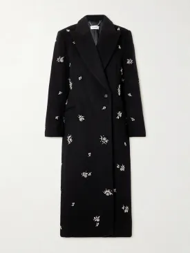 Gianni crystal-embellished brushed wool-blend coat