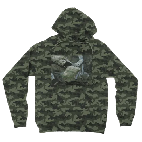 Glitter Green Fish Camouflage Adult Hoodie