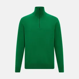 Grass Green Half-Zip Cashmere Jumper