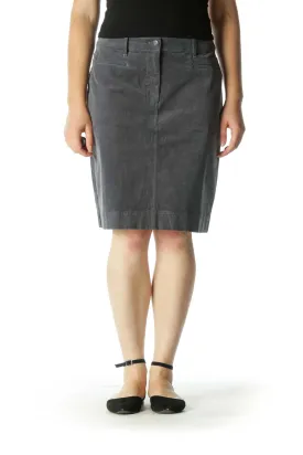 Gray Corduroy Pencil Skirt