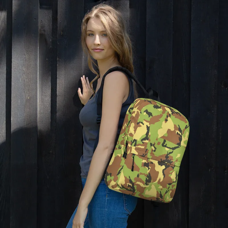 Green Camo Backpack, Unisex Camouflage Military Army Print Premium Bag- Made in USA/ EU