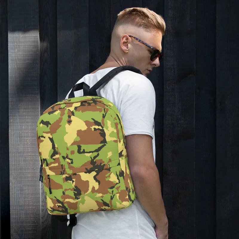 Green Camo Backpack, Unisex Camouflage Military Army Print Premium Bag- Made in USA/ EU