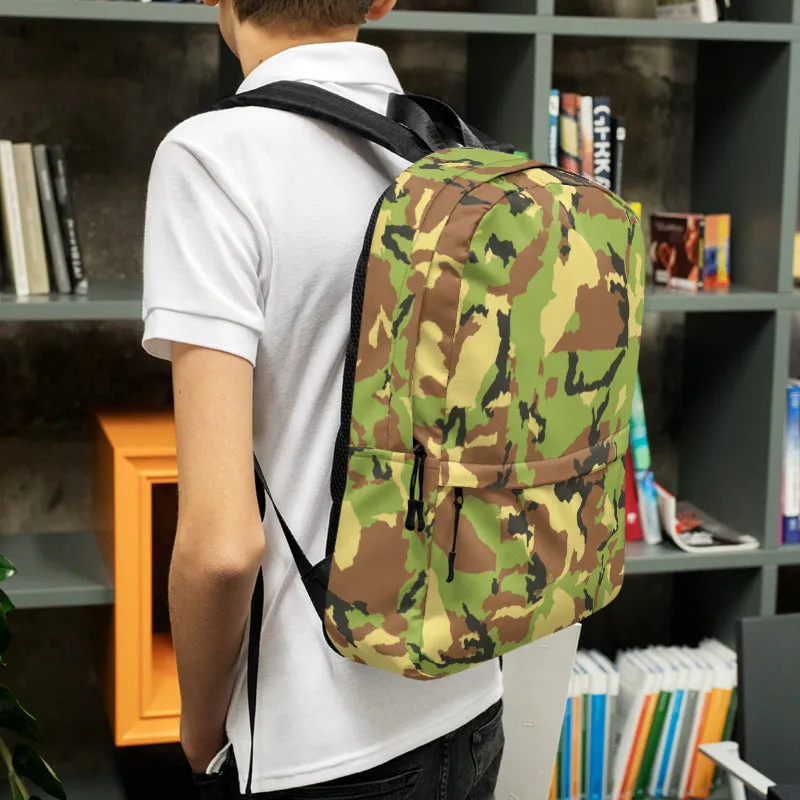 Green Camo Backpack, Unisex Camouflage Military Army Print Premium Bag- Made in USA/ EU