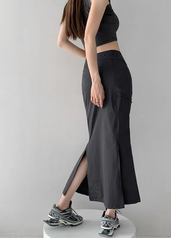 Grunge slit fishtail skirt