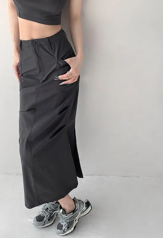 Grunge slit fishtail skirt