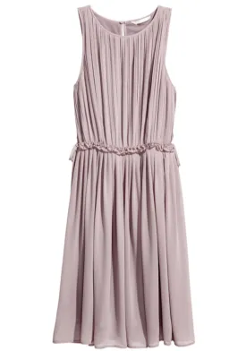 H&M Women's pale muted lavender pleated chiffon sleeveless dress, 2