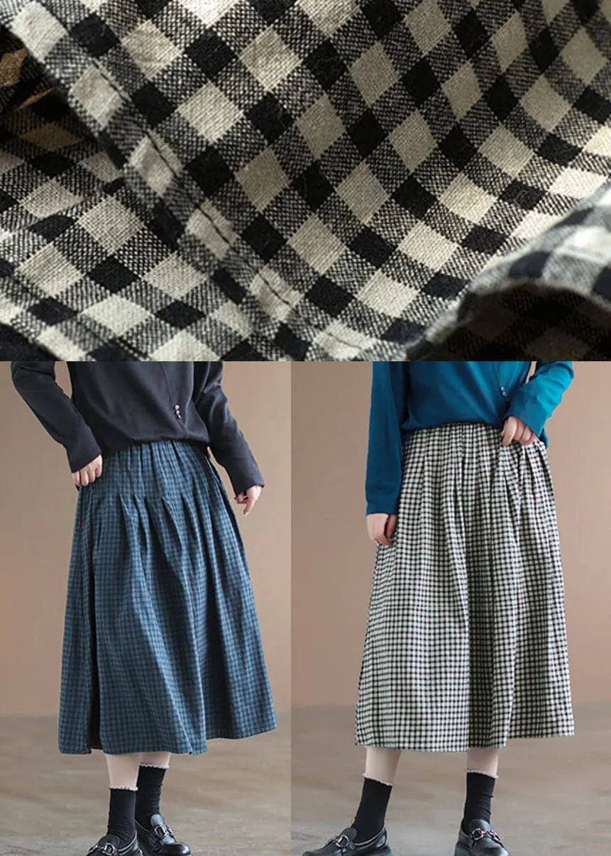 Handmade Black Plaid Circle A Line Casual Fall Skirts