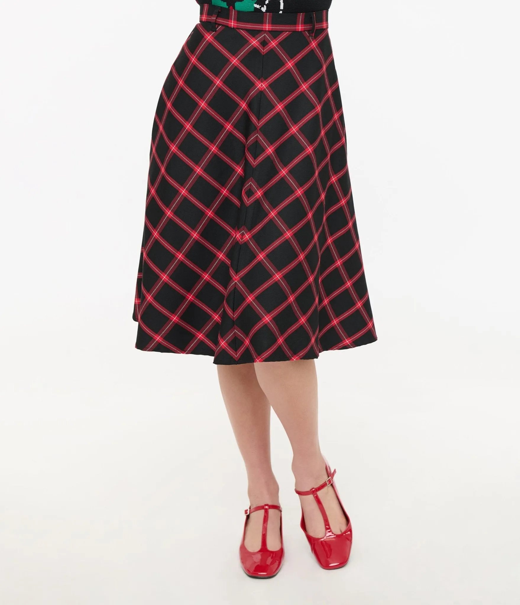 Hell Bunny 1950s Red & Black Tartan Janine Swing Skirt