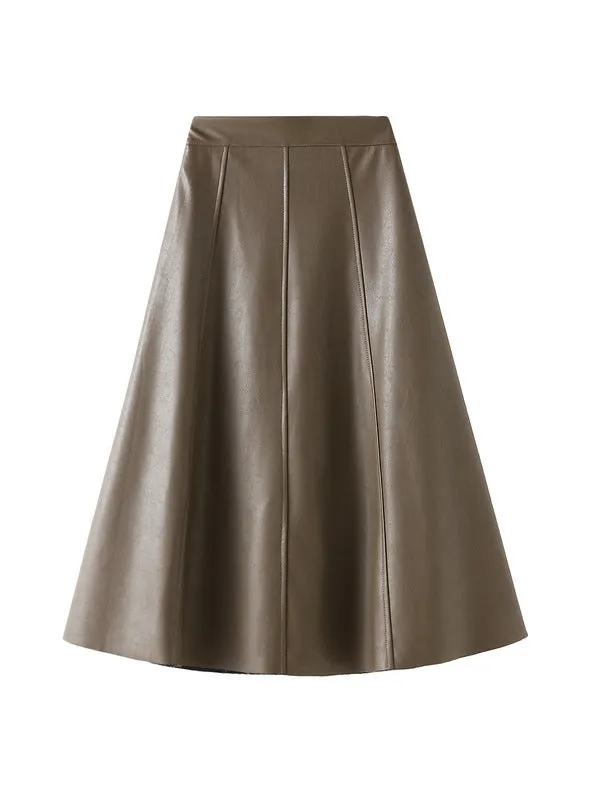 High Waist Leather Skirt