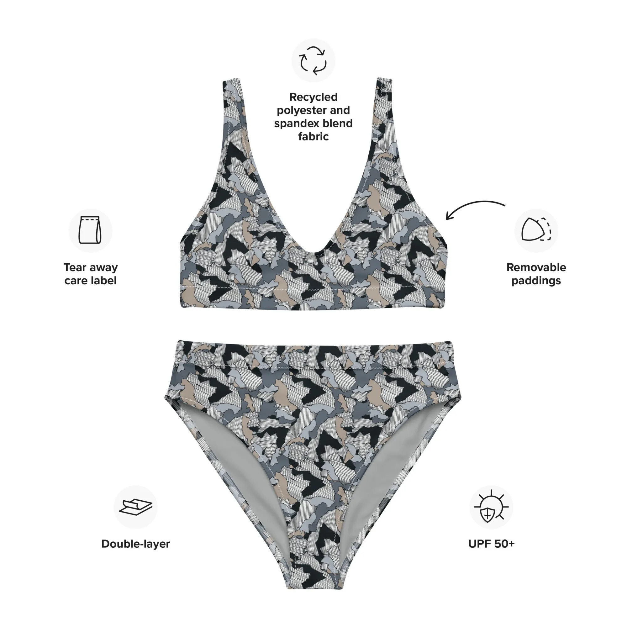 High Waisted Bikini Womens (Glamourange Luxury Bikini High Waisted - 0014 Patterns Model)