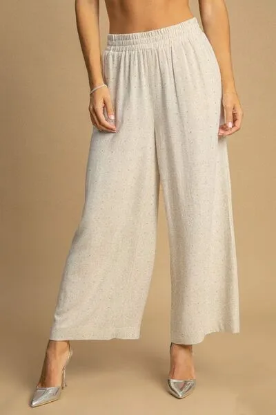 High Waisted Embellished Linen Pants