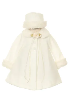 Ivory Fleece Faux Fur Collar Stylish Coat Baby Girl 6-24M