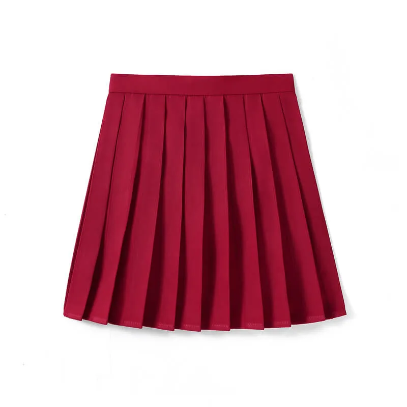 JK pure color school uniform skirt