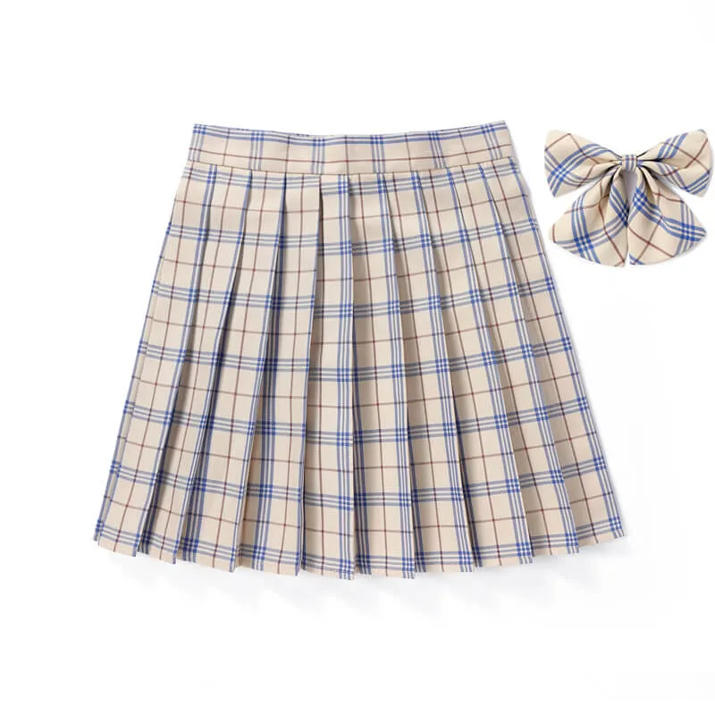 [JK Skirt Bow] 48cm vintage plaid uniform skirt