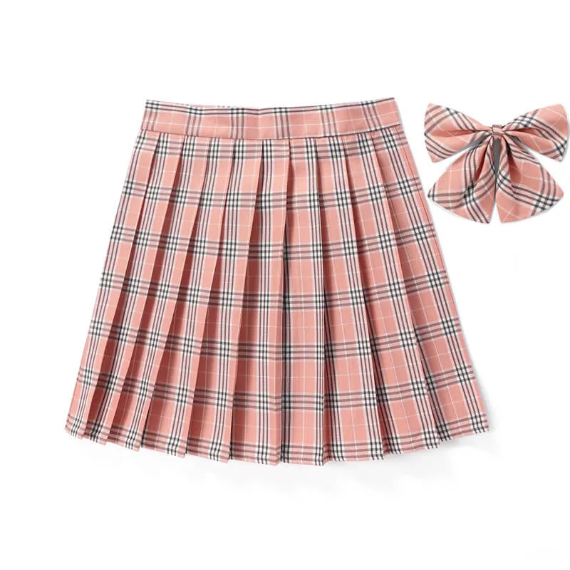 [JK Skirt Bow] 48cm vintage plaid uniform skirt