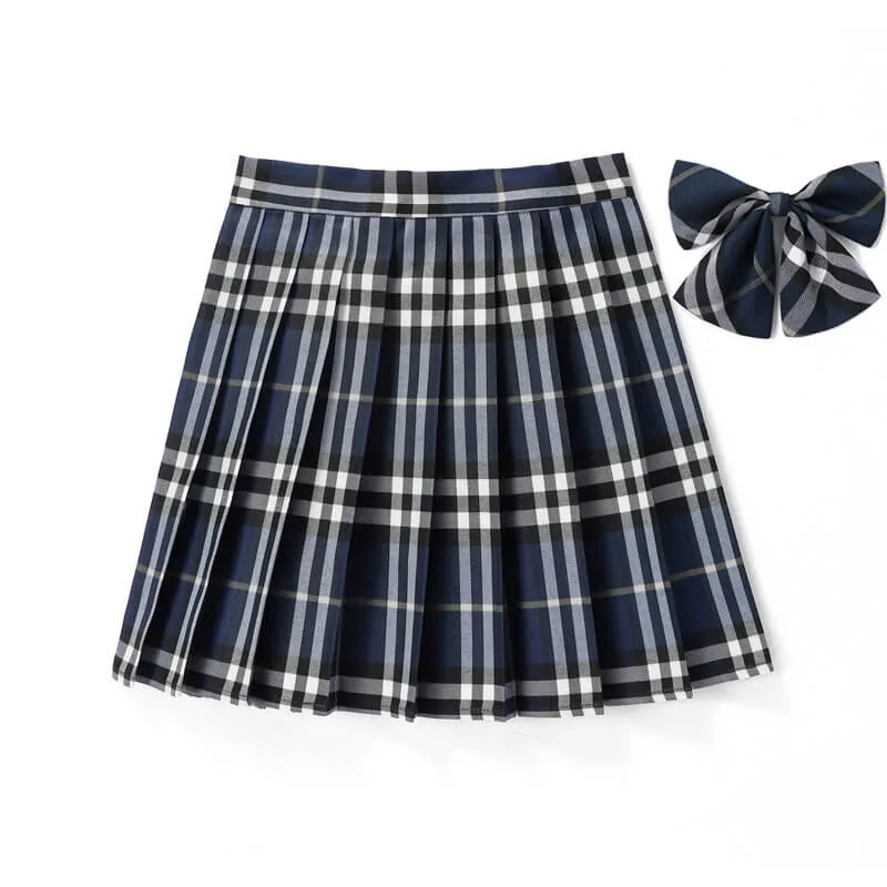 [JK Skirt Bow] 48cm vintage plaid uniform skirt