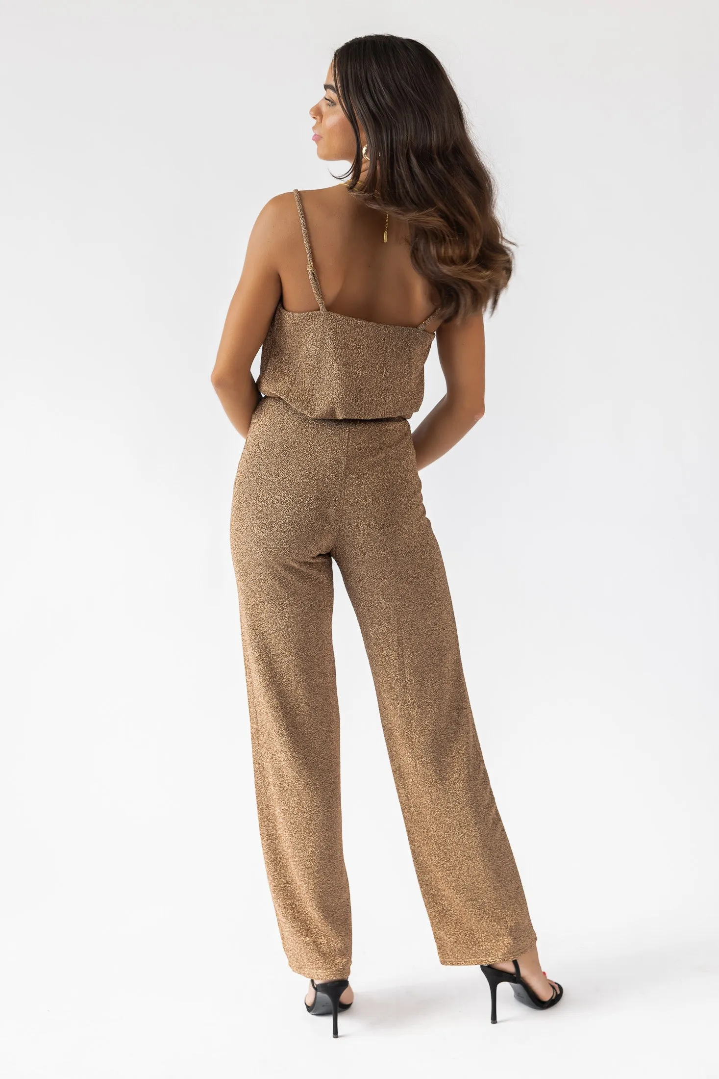 Jove Gold Lurex Pants - Final Sale