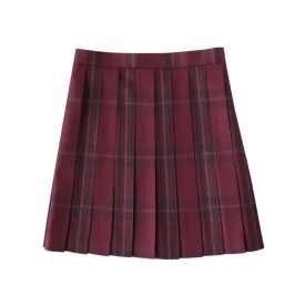 [Jujube Flower Red] JK vintage plaid uniform skirt