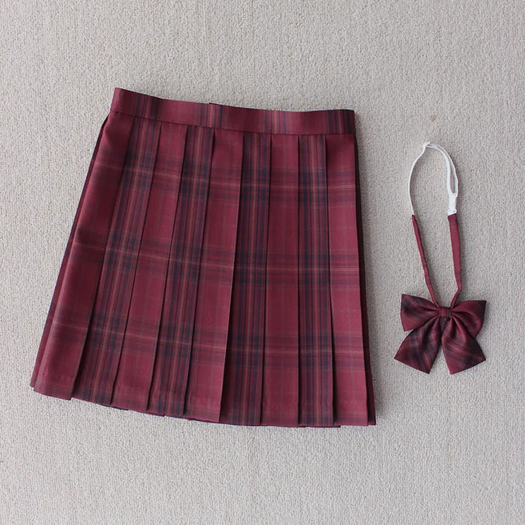 [Jujube Flower Red] JK vintage plaid uniform skirt