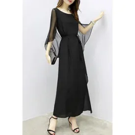 Ketty More Women Flouncing Transparent Sleeves Long Dress - KMWDC976