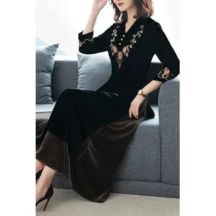 Ketty More Women Printed Neck Warm & Thick Autumn Winter Dress - KMWDC14895