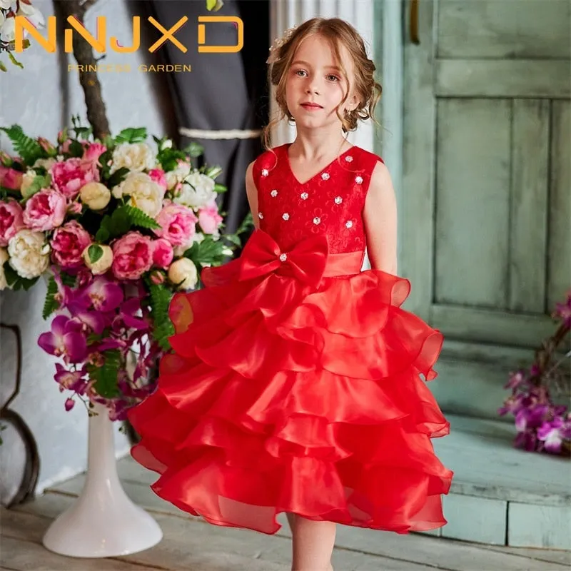 Kids Girls Summer Ball Gown Party Evening Bow Princess Dresse - KGD8350