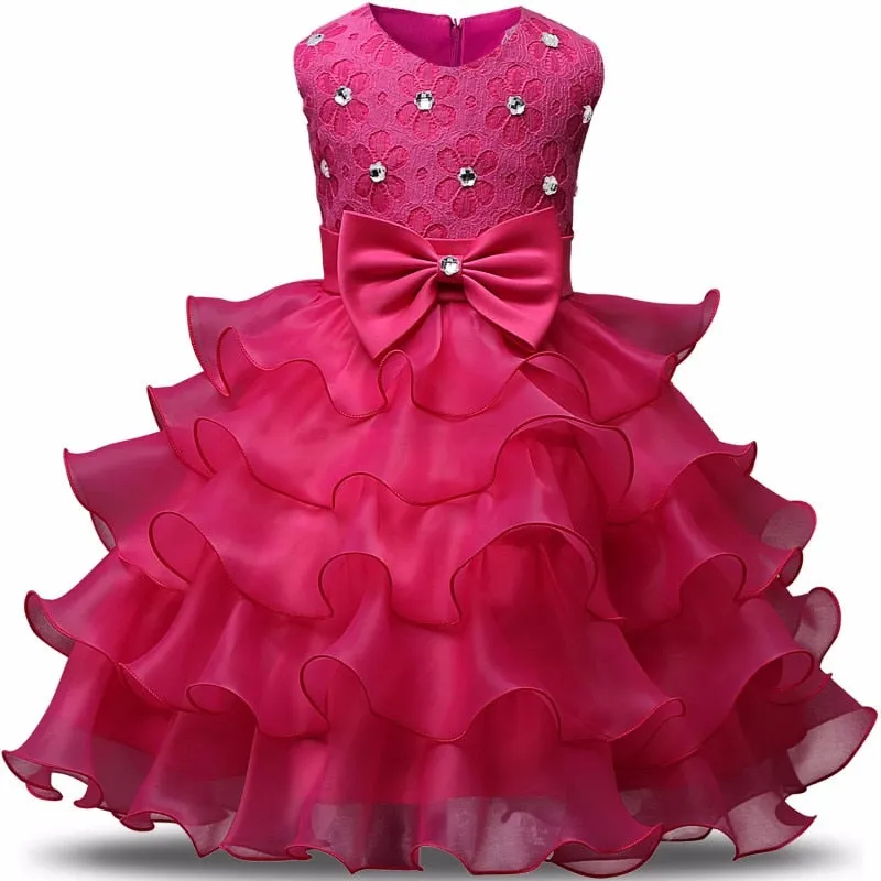 Kids Girls Summer Ball Gown Party Evening Bow Princess Dresse - KGD8350