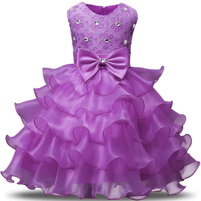 Kids Girls Summer Ball Gown Party Evening Bow Princess Dresse - KGD8350