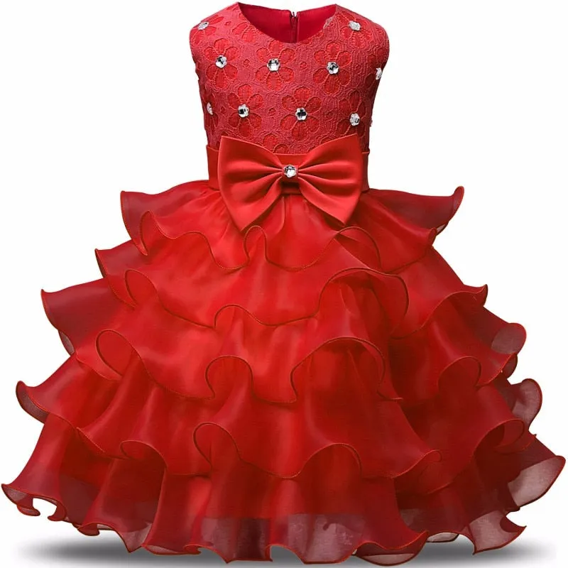 Kids Girls Summer Ball Gown Party Evening Bow Princess Dresse - KGD8350