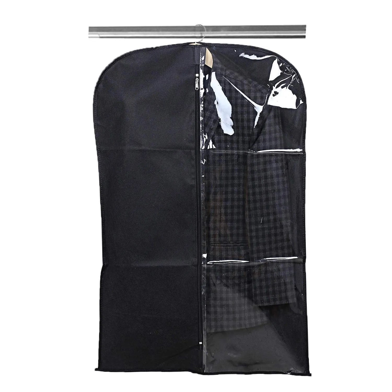 Kuber Industries 12 Pieces Half Transparent Non Woven Men's Coat Blazer Suit Cover (Black) -CTKTC41356