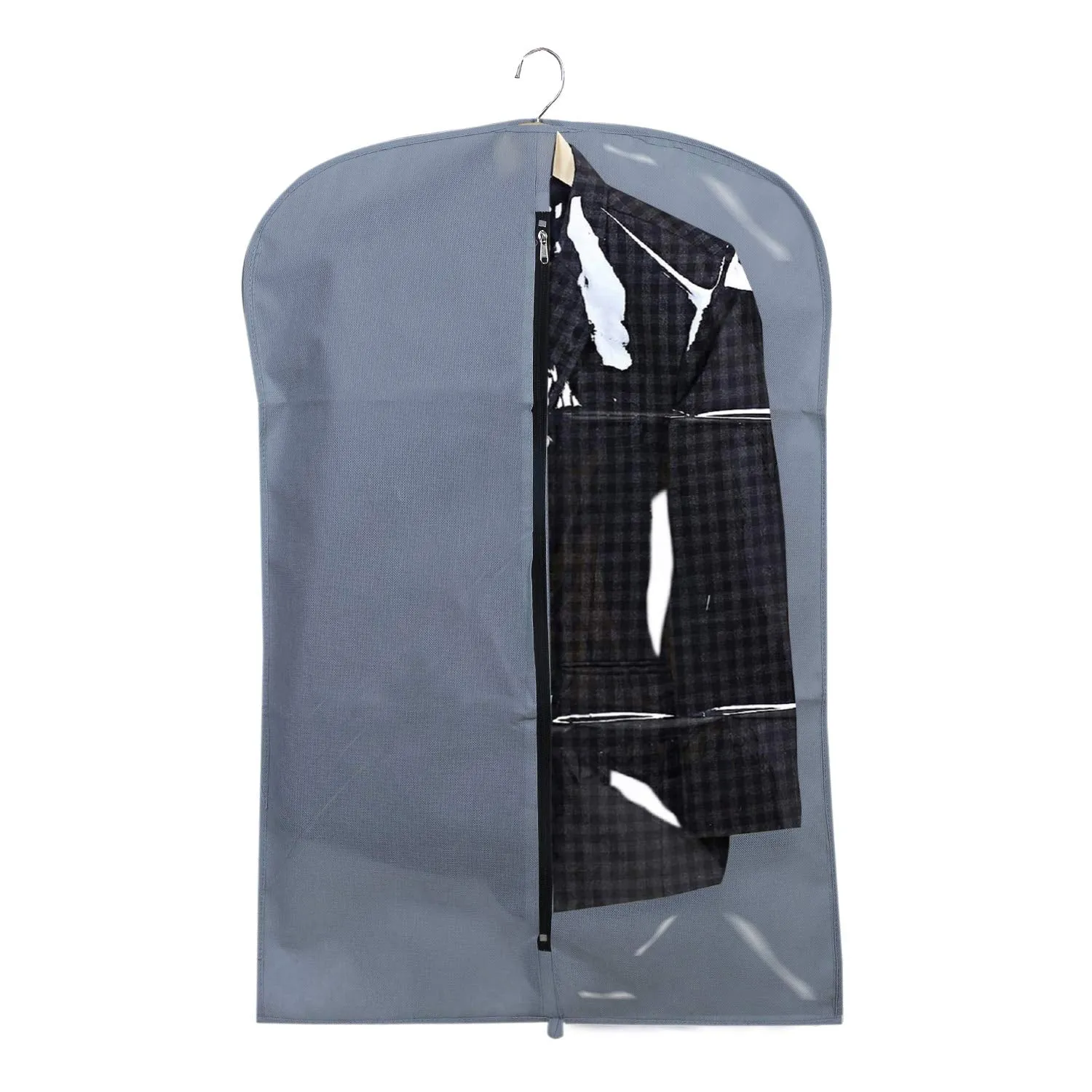 Kuber Industries 12 Pieces Half Transparent Non Woven Men's Coat Blazer Suit Cover (Grey & Black & Brown) -CTKTC41657