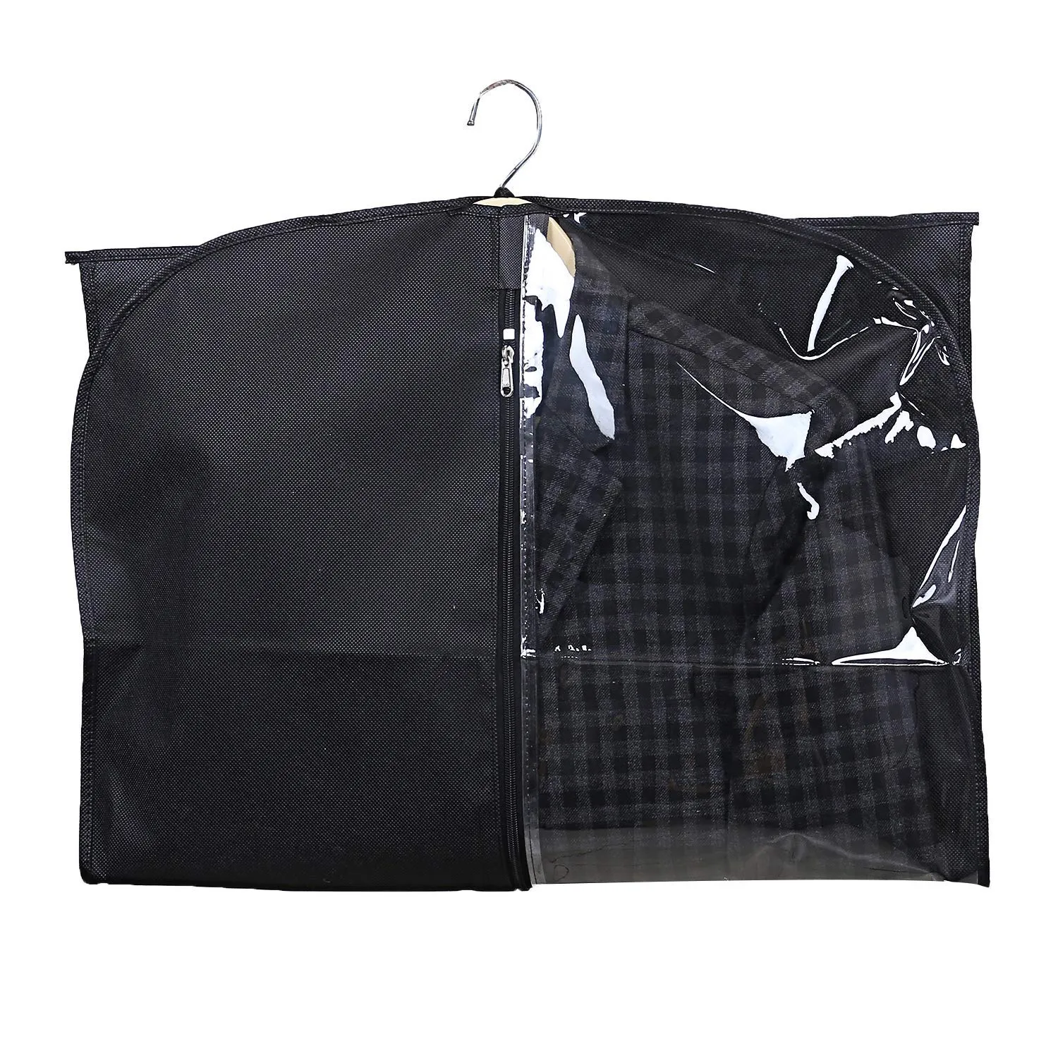 Kuber Industries 2 Pieces Half Transparent Non Woven Men's Coat Blazer Suit Cover (Black) -CTKTC41350