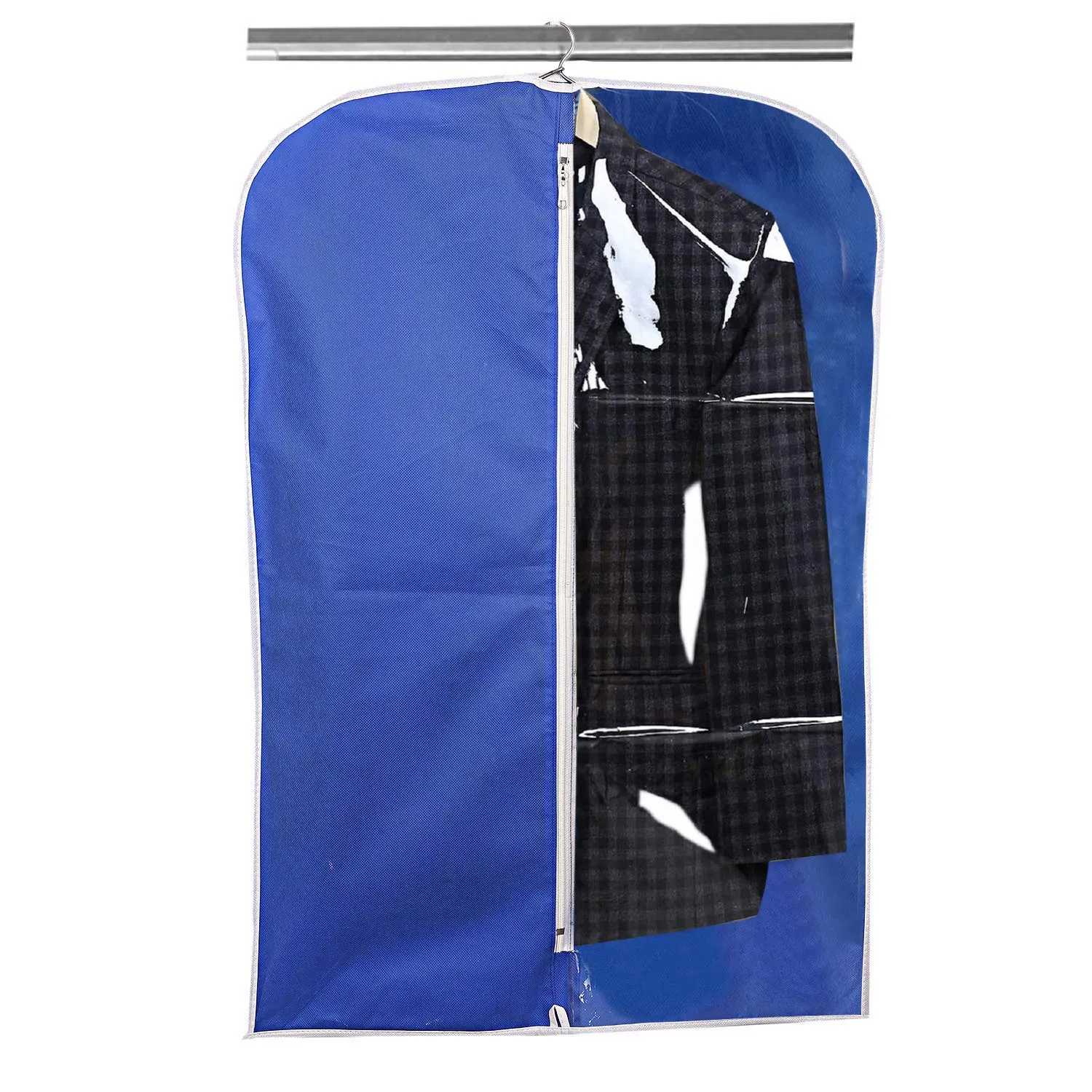 Kuber Industries 2 Pieces Half Transparent Non Woven Men's Coat Blazer Suit Cover (Royal Blue) -CTKTC41446