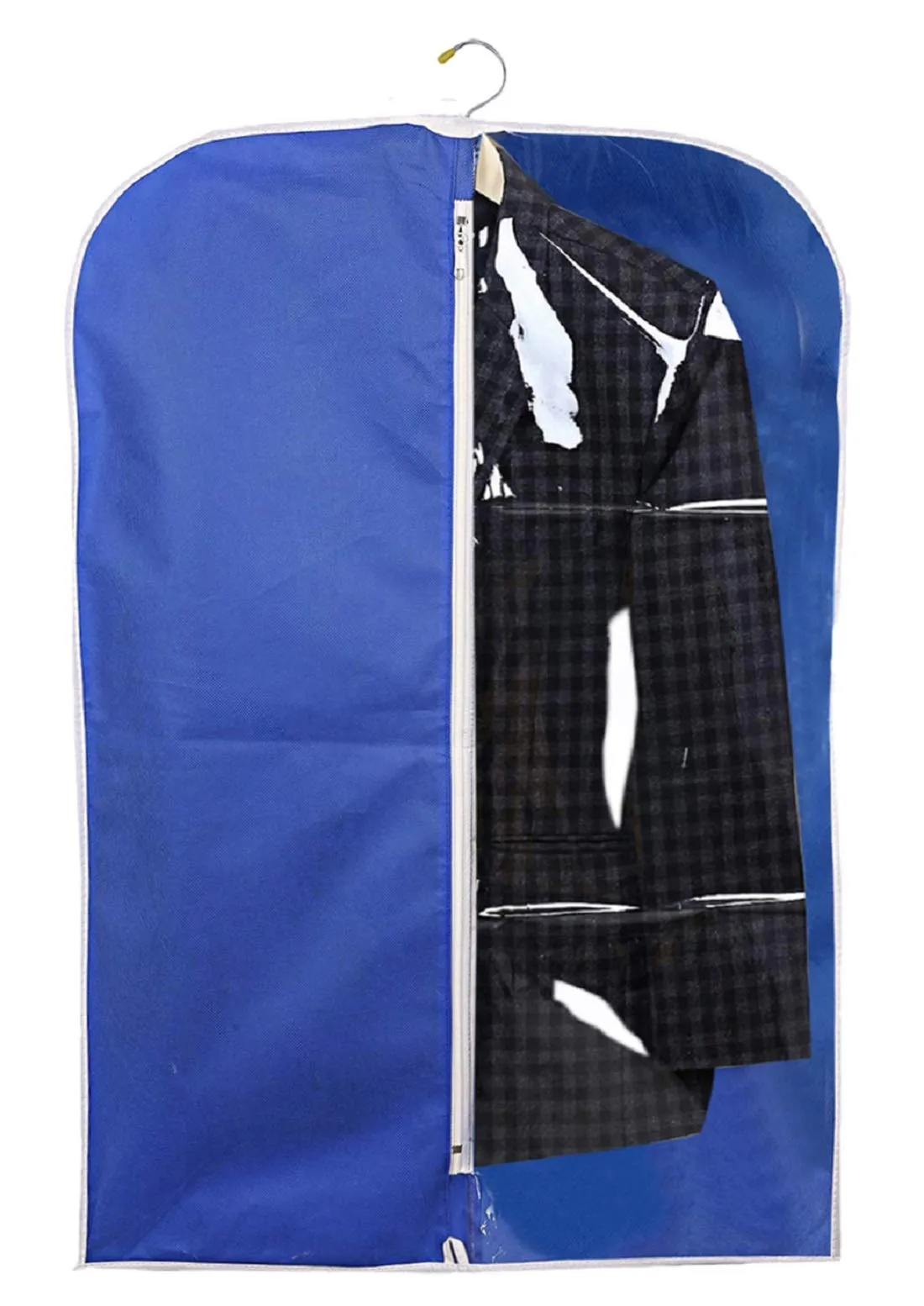 Kuber Industries 2 Pieces Half Transparent Non Woven Men's Coat Blazer Suit Cover (Royal Blue) -CTKTC41446