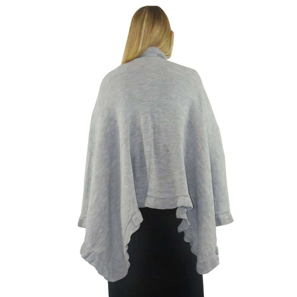 La Cera Solid Split Poncho Shawl