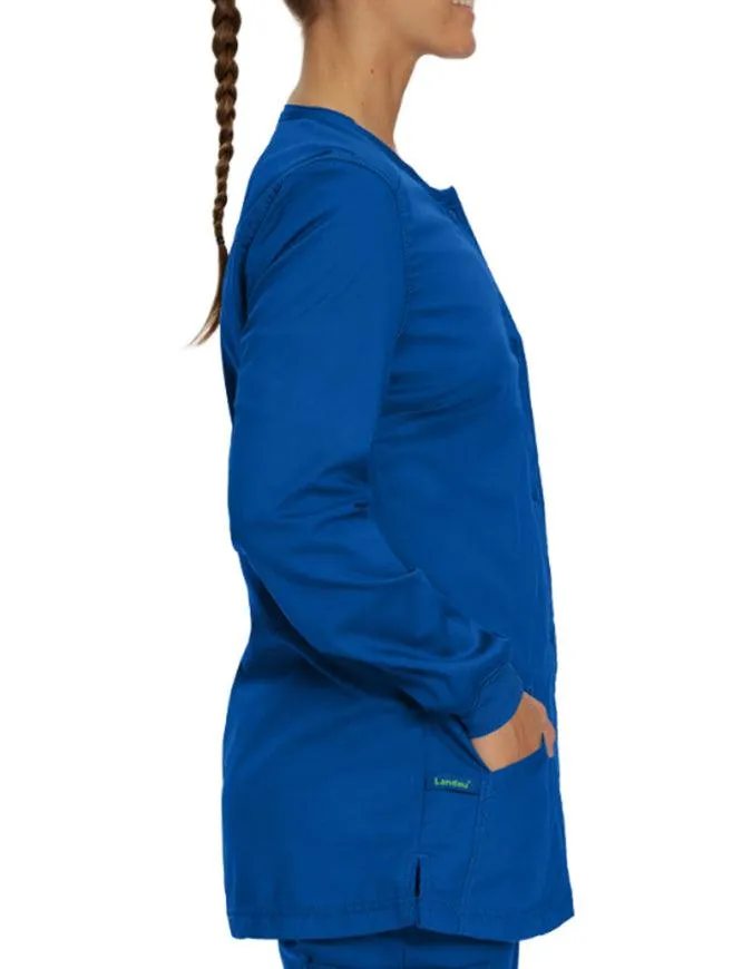 Landau Proflex Women's Snap Front Warm Up Solid Scrub Jacket